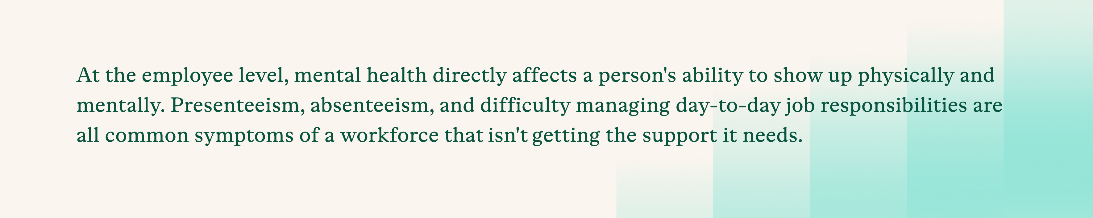 Text block summarizing the impact of mental health on employee performance at work.