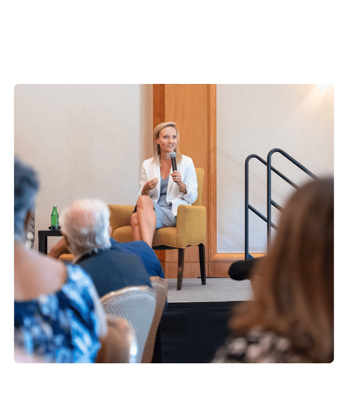 Krista Beckwith shares her vision for healthcare transformation at a professional engagement.