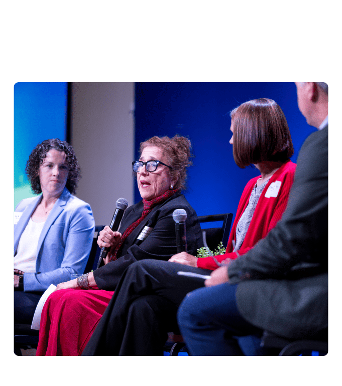 Three women—Amy Davis, Bernice Pescosolido, and Christan Royer—share strategic insights on whole health during a collaborative panel discussion in Indiana.