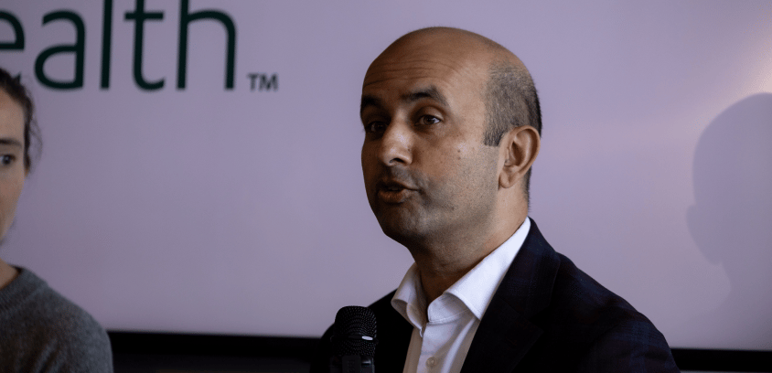 Dr. Nirav Vakharia addresses Ohio healthcare costs as Dr. Evelyn Hemmingsen listens at Marathon Health's Cornerstone 2026