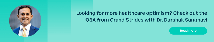 Banner promoting Dr. Darshak Sanghavi on Grand Strides in healthcare.