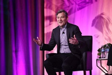 Dan Harris speaking on stage at Engage 2025.