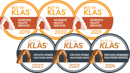 Marathon Health Best in KLAS award logos from 2019 to 2024