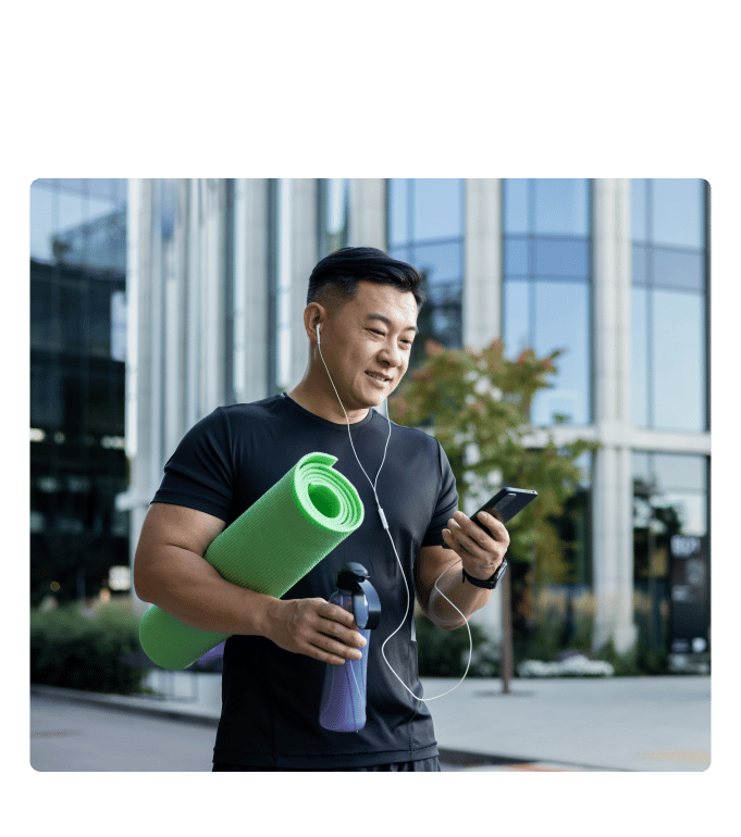 Employee on the way to a workplace fitness challenge.