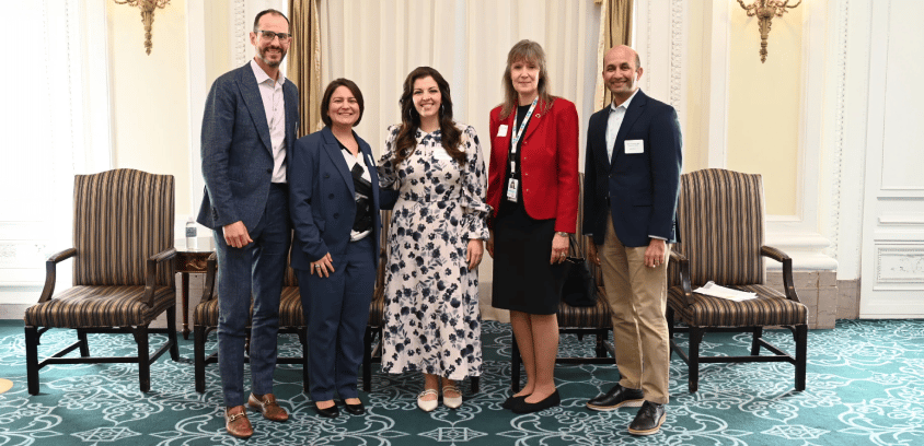 From left to right: Jeff Wells, Paulette Giambalvo, Jesalyn Moore, Elaine Perry and Nirav Vakharia.