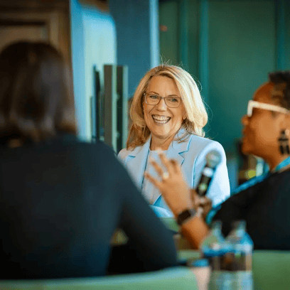 Smiling guest speaker at ENGAGE 2026.