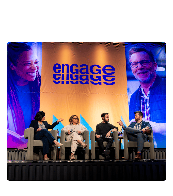 Four panelists seated on the Engage 2026 conference stage.