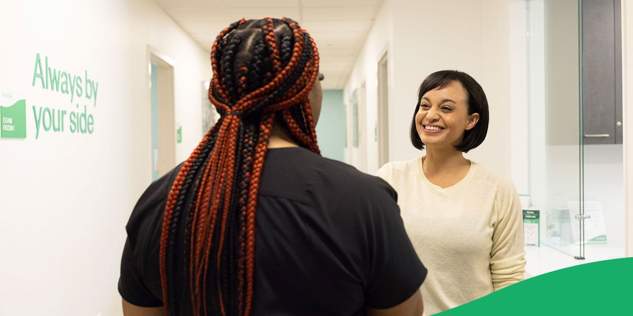 patient smiling at nurse