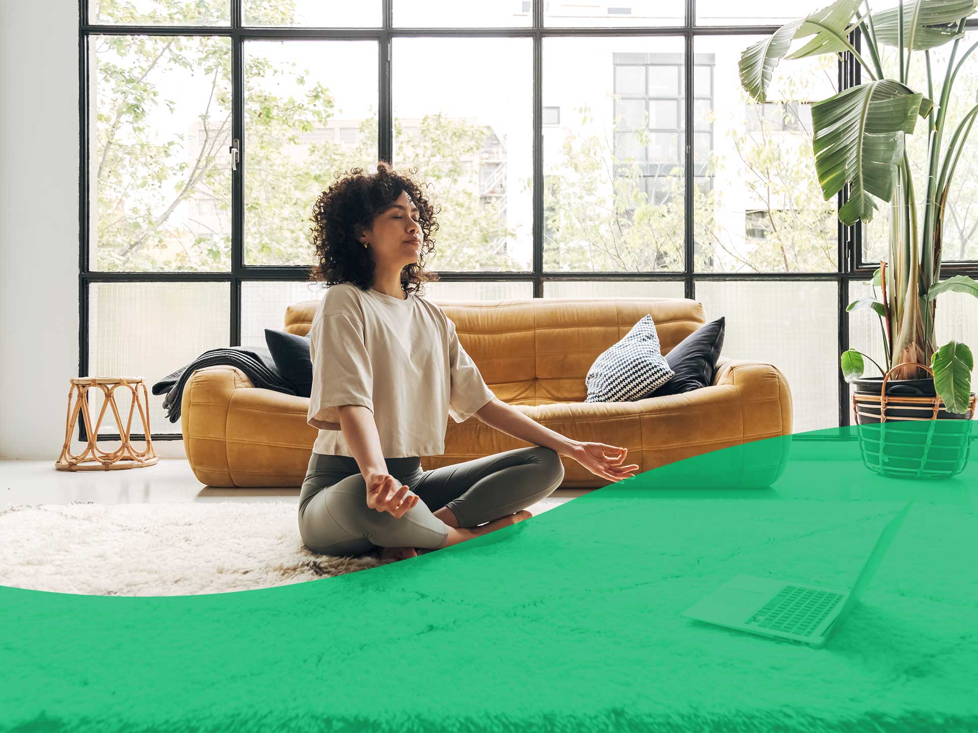 female sitting in meditation pose