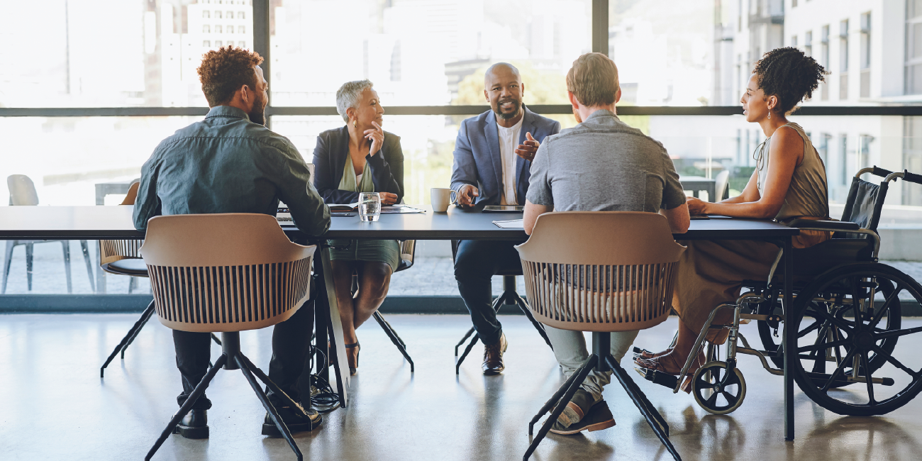 Corporate leaders in a meeting
