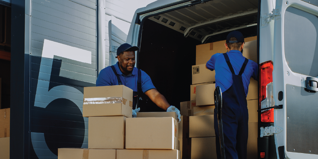 Union members loading a work van.