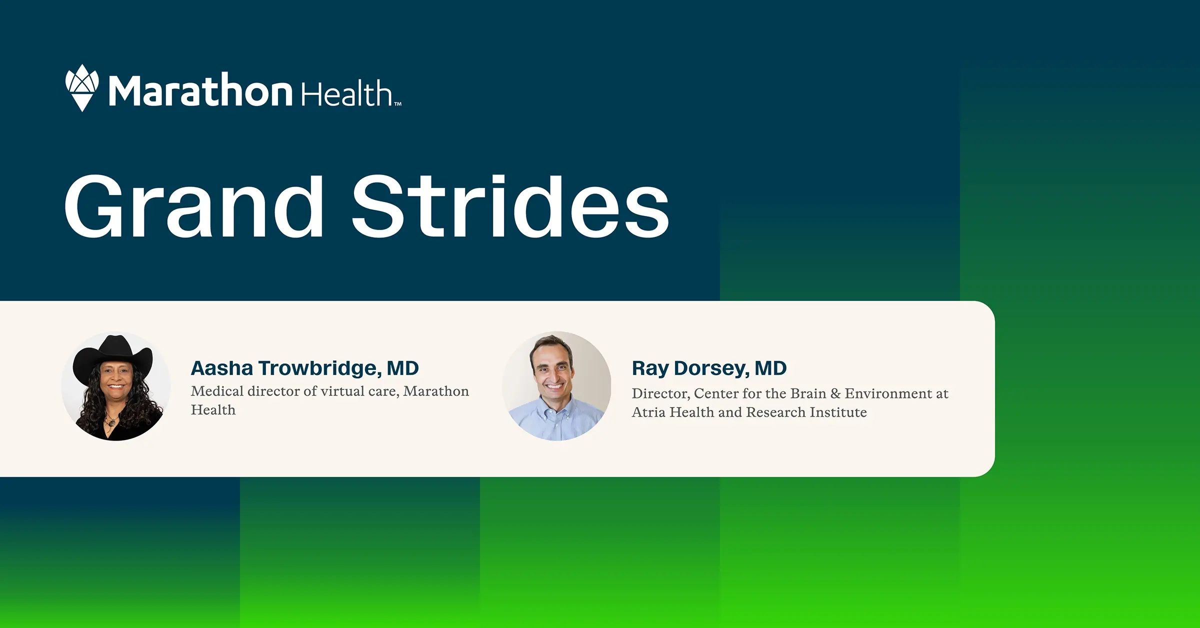 Headshots of Aasha Trowbridge, MD and Ray Dorsey, MD.