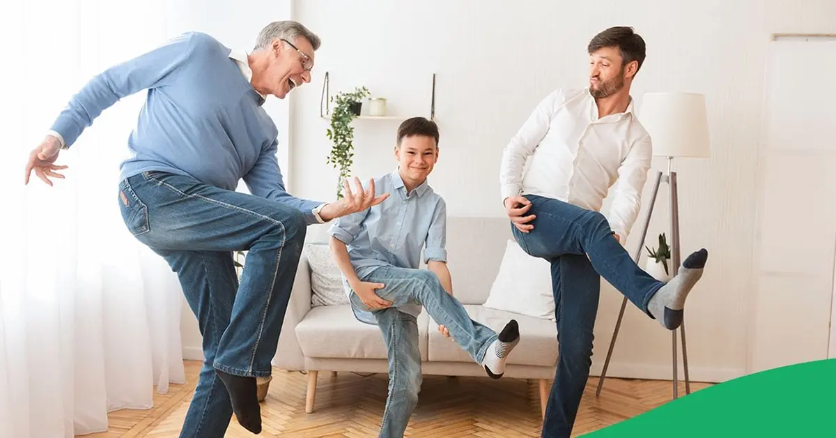 3 generations of employees during a wellness exercise.