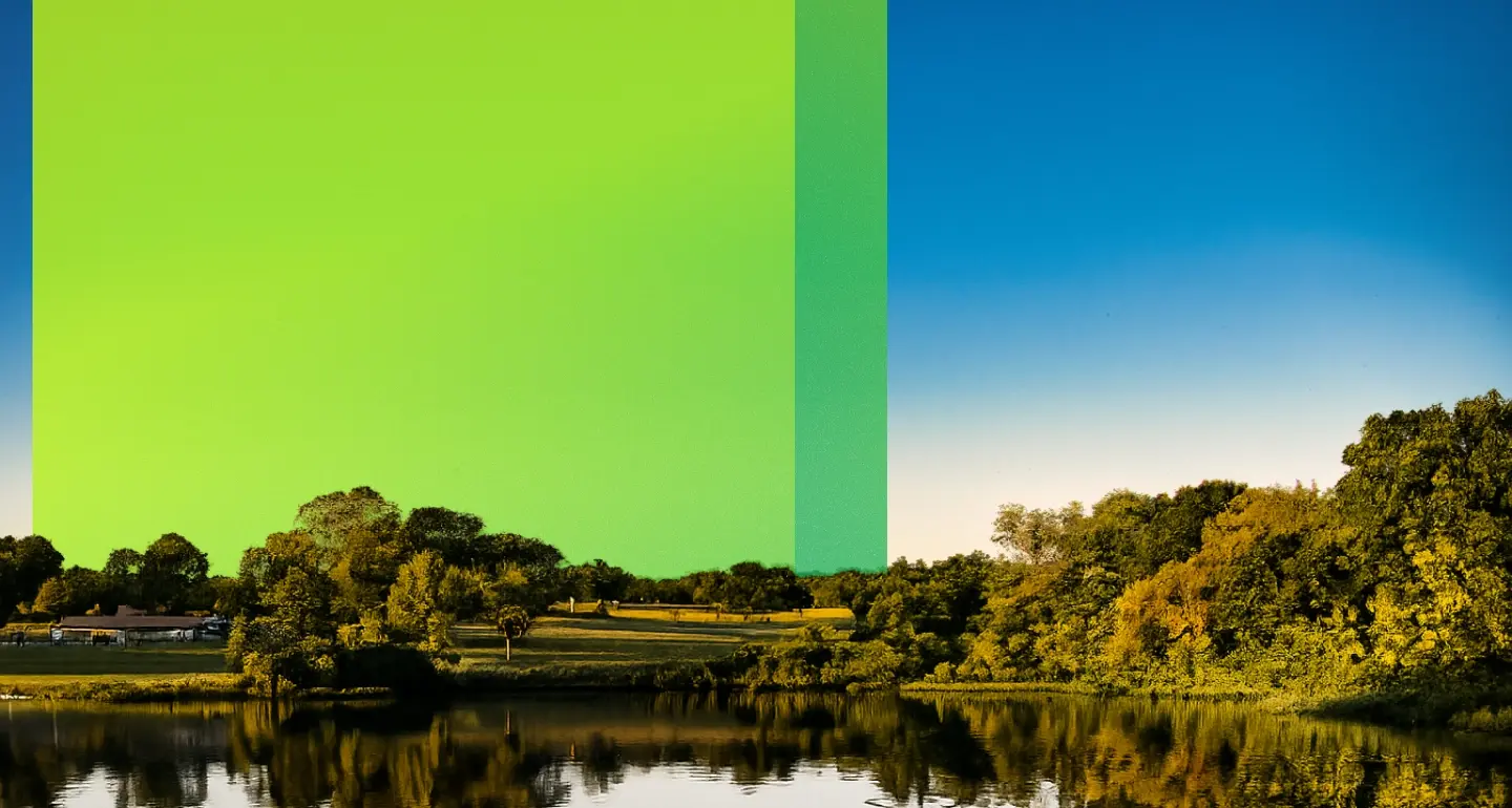 Lakeside park landscape representing Shawnee Mission School District's community.