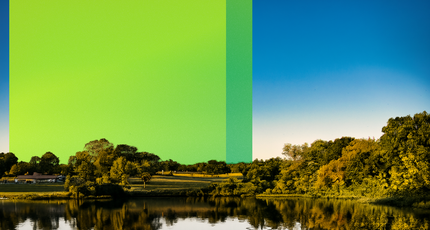 Lakeside park landscape representing Shawnee Mission School District's community.