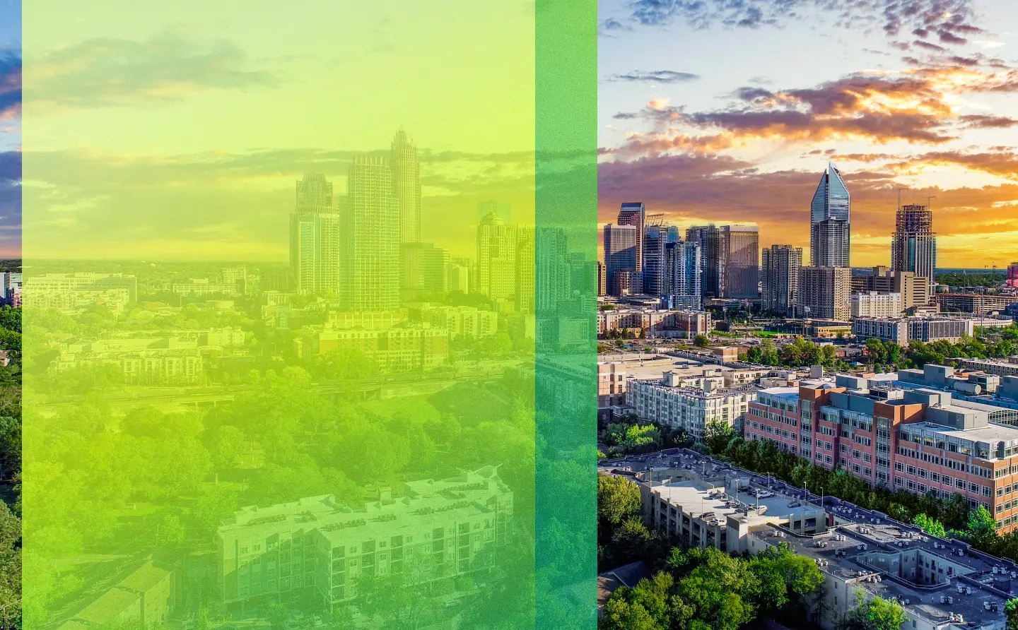 Raleigh, North Carolina skyline with Marathon Health branding.
