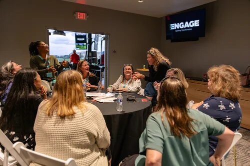 Speaker presenting at ENGAGE conference