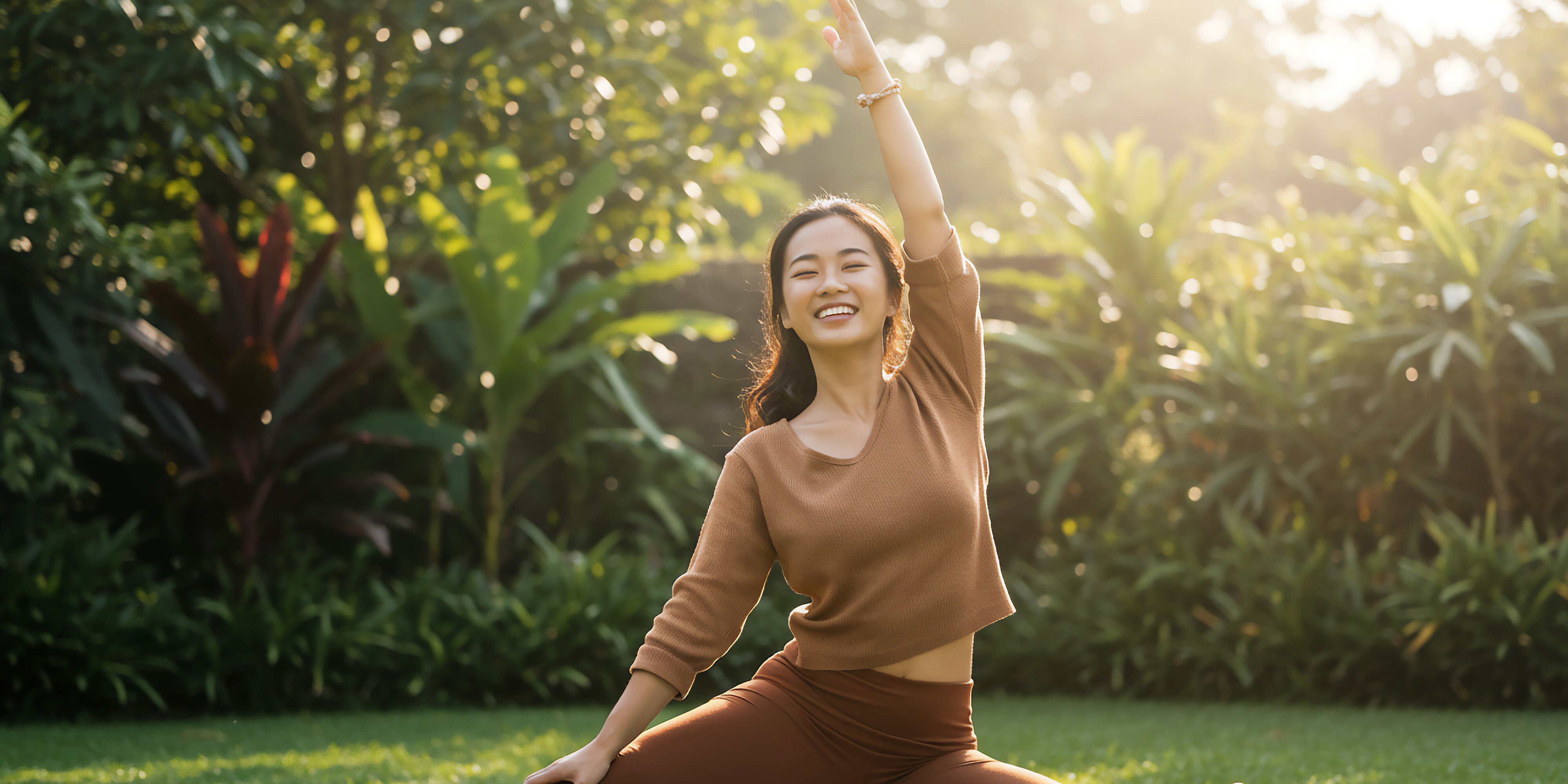 Woman doing yoga outside
